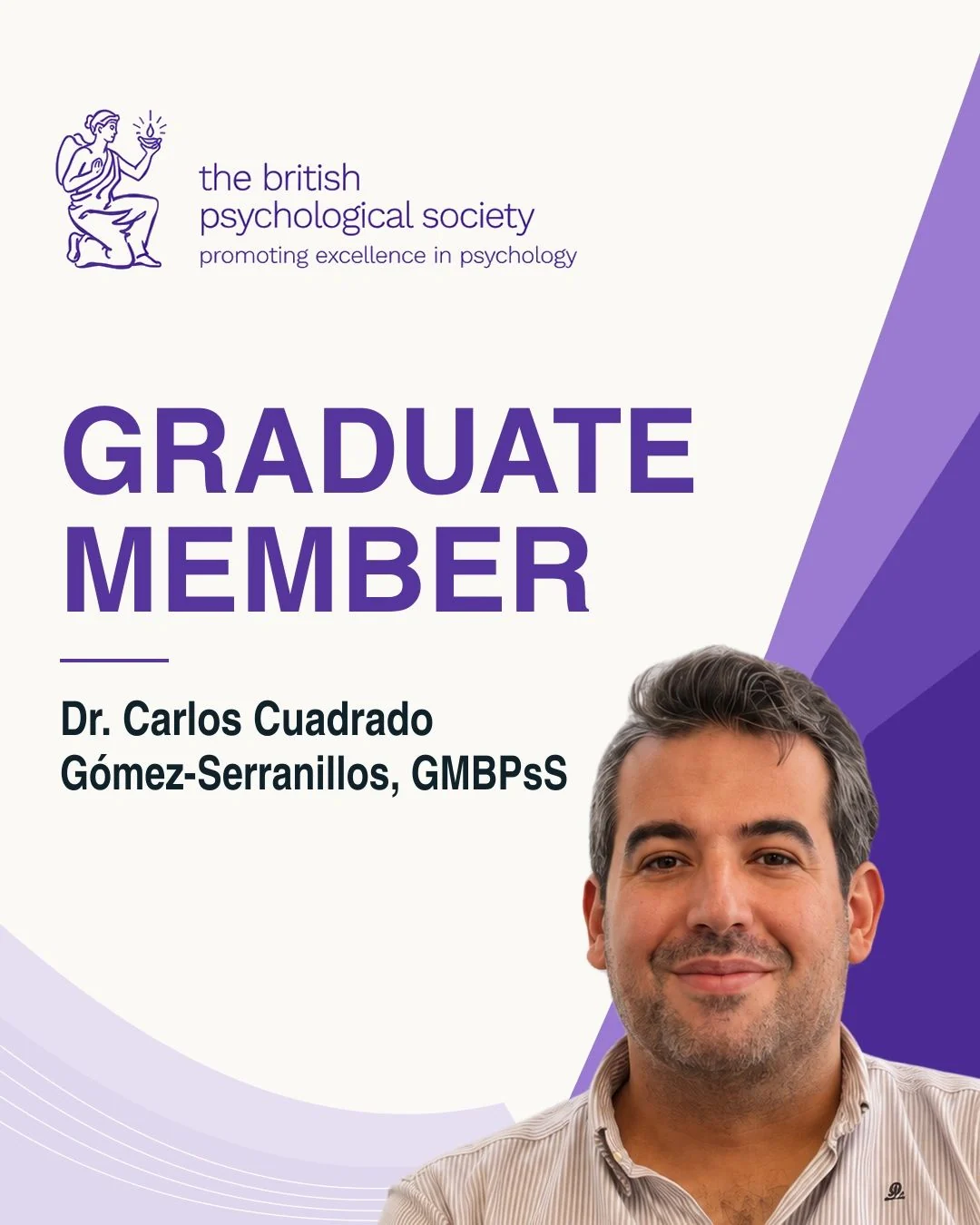 Tarjeta profesional de Carlos Cuadrado como Graduate Member de la British Psychological Society