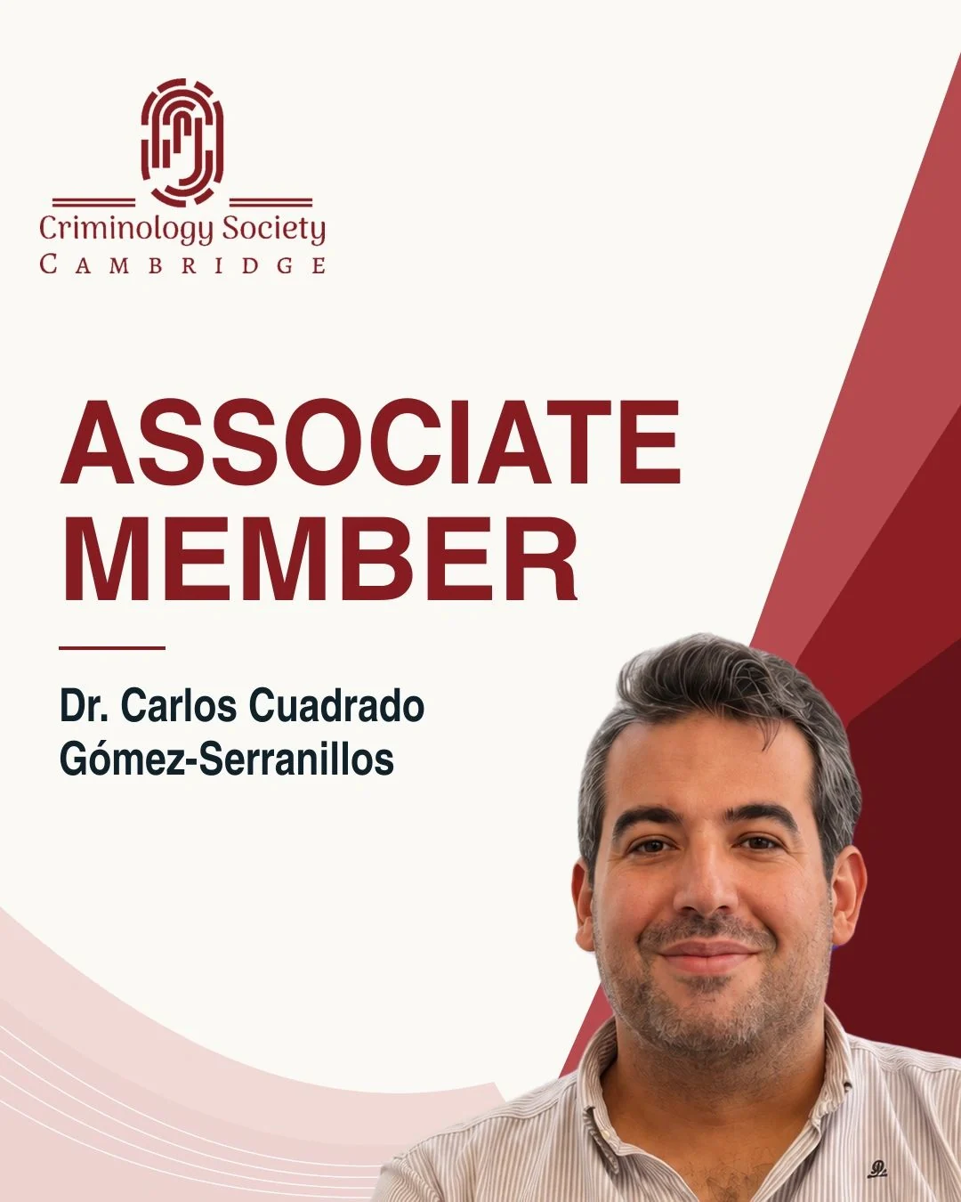 Tarjeta de Carlos Cuadrado como Associate Member de Criminology Society